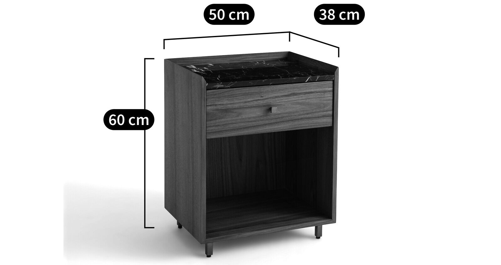 Деревянная и мраморная тумбочка с ящиками AMPM Noham ARCH-00089786 - Вид №6