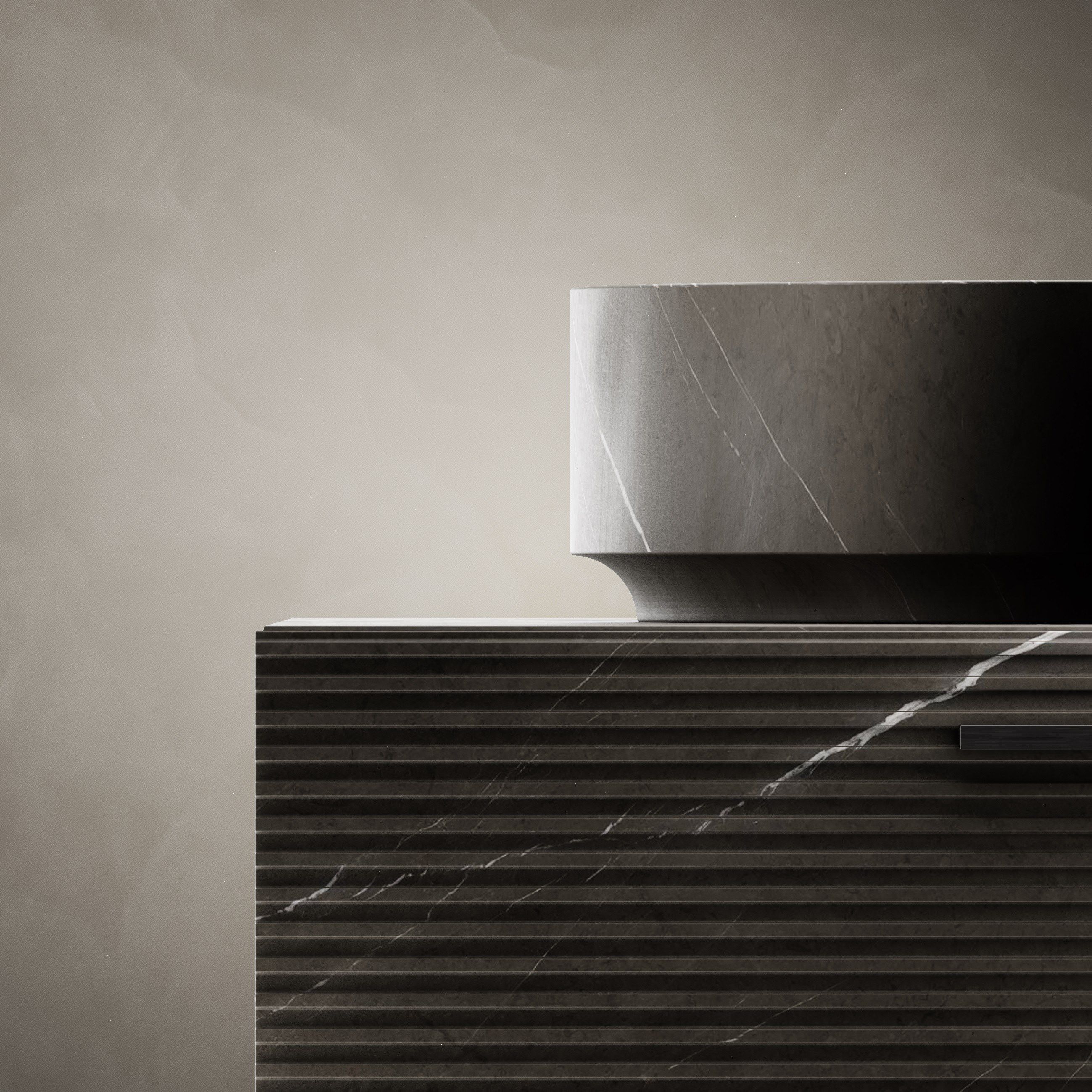 Мраморный одиночный напольный умывальник с ящиками Inbani решетки ARCH-00072077 - Вид №1