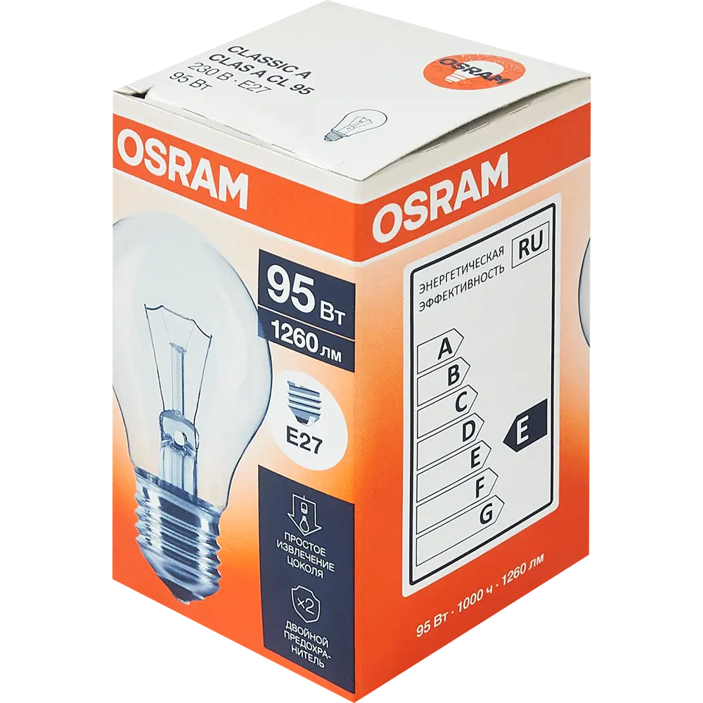 Лампа накаливания Osram Clas FS1 E27 230 В 95 Вт груша 1260 лм теплый белый цвет света 86363728 STLM-2176314  - Вид №2