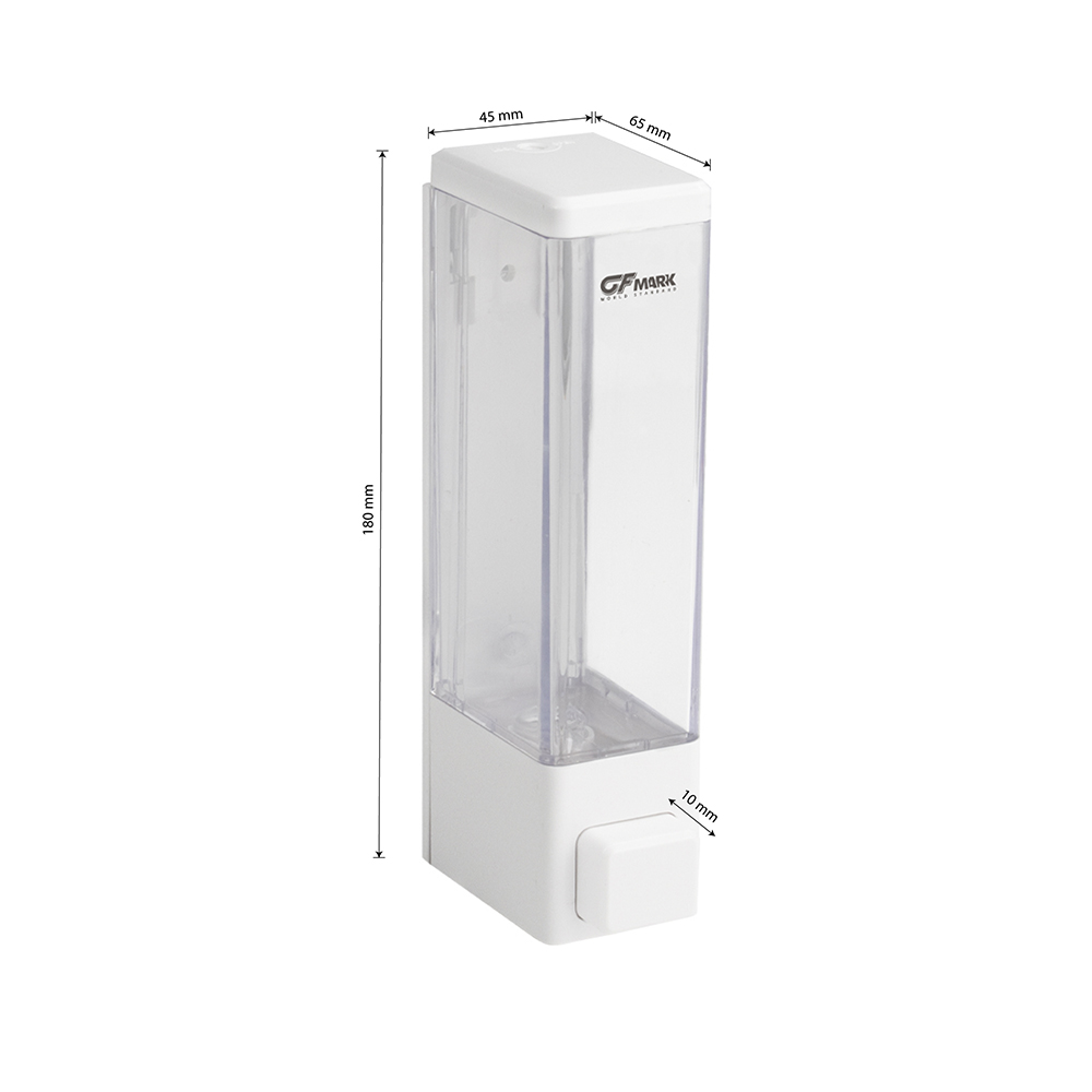 GFmark - Дозатор жидкого мыла, пластиковый, белый, квадратный, 250мл, код: 624  - Вид №7