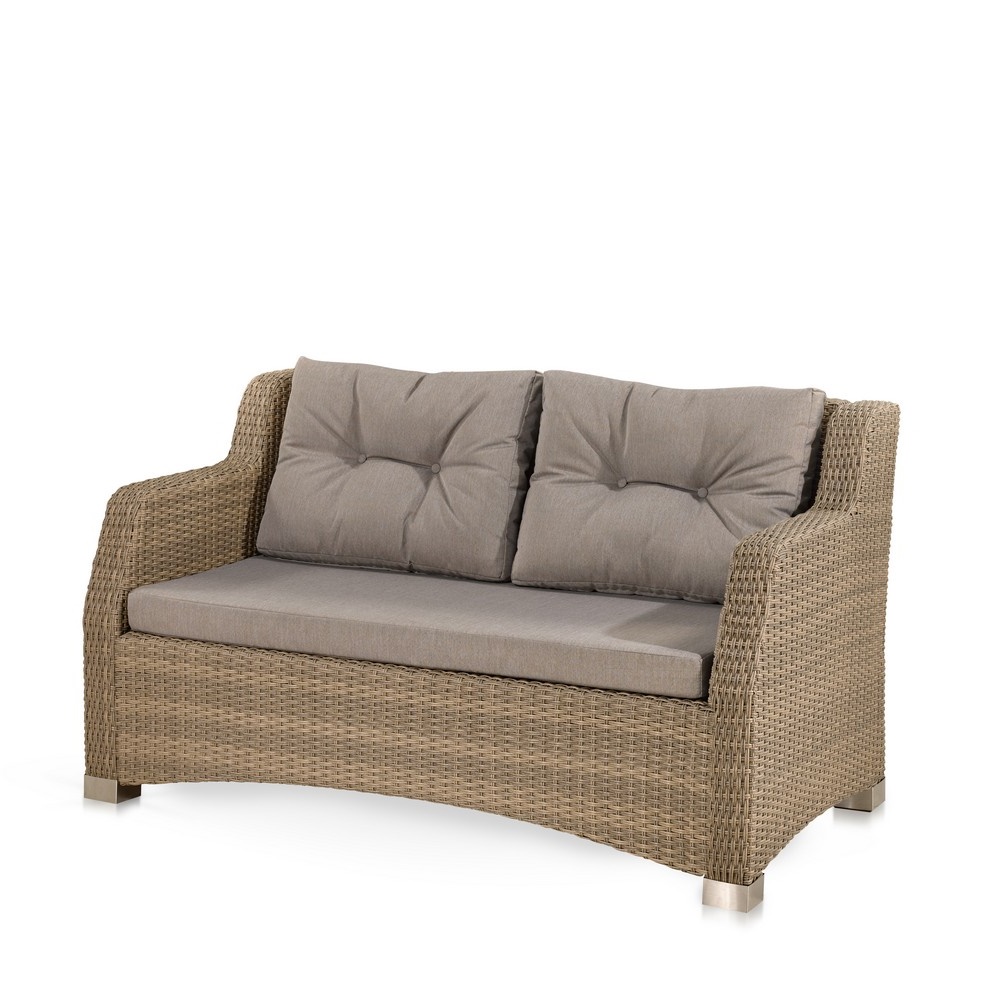 Плетеный двухместный диван из искусственного ротанга светло-коричневый AFINA  00-3860451 Коричневый  - Вид №1