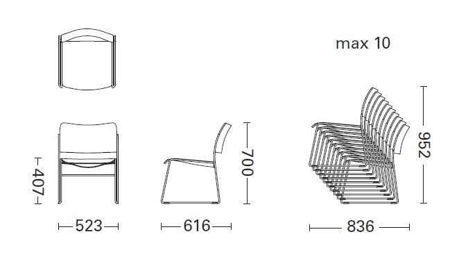 Штабелируемый стул для салазок Howe 40/4 ARCH-00076722 - Вид №5