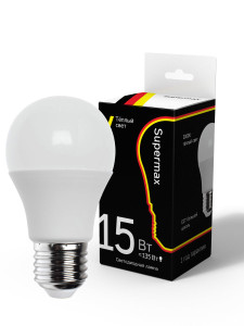 90717805 Лампа светодиодная Sup_LED15wA60E2730 E27 220-230 В 15 Вт груша матовая 1200 Лм теплый белый свет STLM-0352516 SUPERMAX