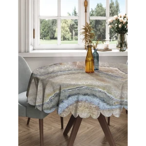 90787141 Скатерть на стол Joyarty "Камень оникс" круглая, 150x150 см, цвет коричневый STLM-0835639