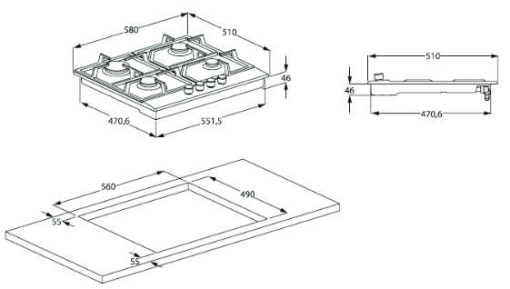 1336728 Газовая варочная поверхность Beko HIDW64225SX STDN-0120022 - Вид №7