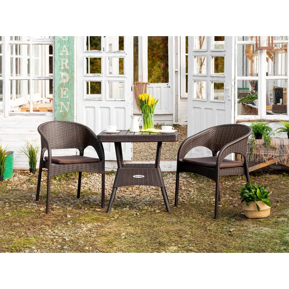 Стол садовый Rattan Ola Dom 75.5x76x74.5 см композитный материал цвет коричневый 87487346 STLM-2014821 Santreyd - Вид №4