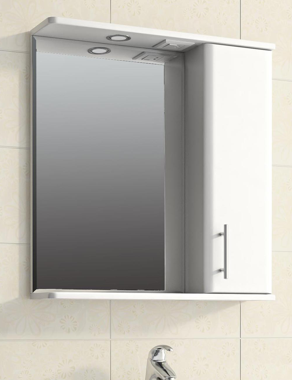 Зеркало Vito правое, со спотом)650⨉160⨉700 мм белый VIGO sun-id-664481 - Вид №1