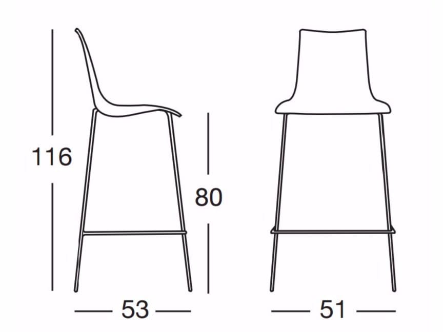 Высокий стул из полимера S-CAB Zebra ARCH-00087150 - Вид №3