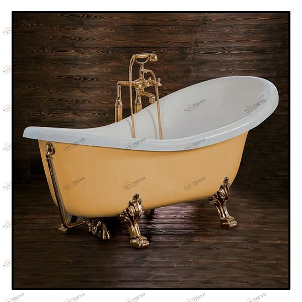 Ванна Akcjum Rectime 170 WR-02-01-BR-B овальная бежевая с золотыми ножками WR0201BRB