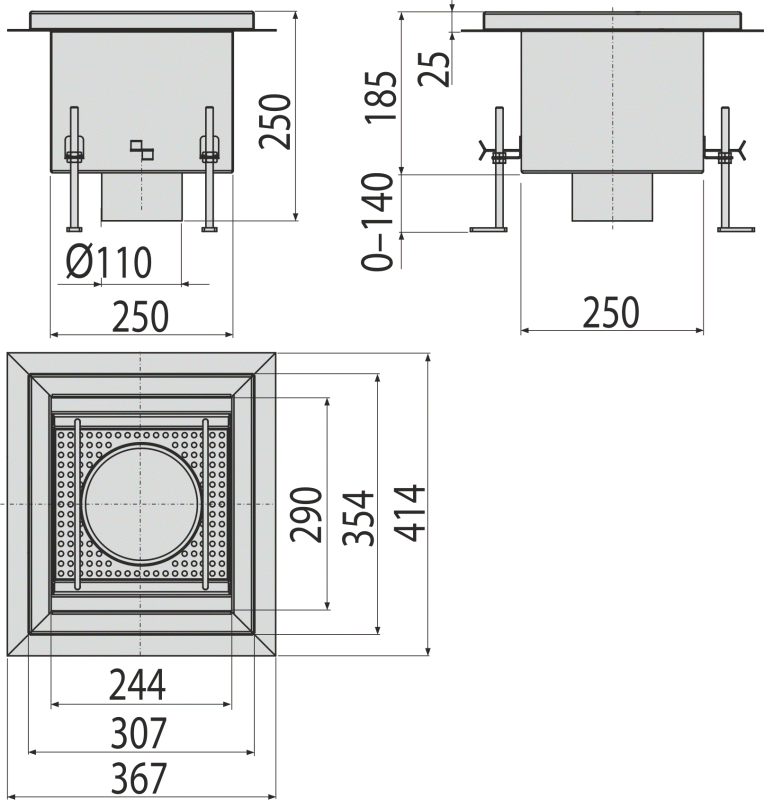 Промышленный сливной трап из нержавеющей стали AISI 316L ALCAPLAST APR21250 - Вид №2
