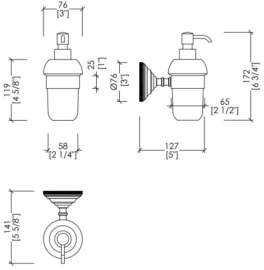 Керамический и латунный настенный дозатор мыла Devon&Devon ARCH-00034810 - Вид №2