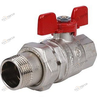 Кран шаровый STOUT ВН 1" с американкой бабочка красная SVB1007000025