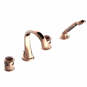 U7C-112B Смеситель устанавливаемый на борту ванны на 4 отверстия с душем, переключатель на нормальный излив Thg-paris Trocadéro с красной яшмой Розовое золото