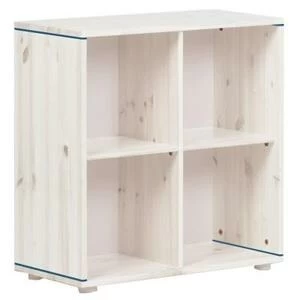 Стеллаж Flexa Classic storage с 4 полками, белый искусственно состаренный/голубой