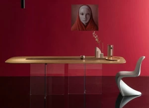 Devina Nais Стол из дерева и стекла с эффектом мрамора