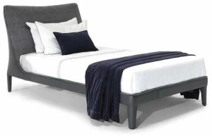 Natuzzi Односпальная кожаная кровать с мягким изголовьем