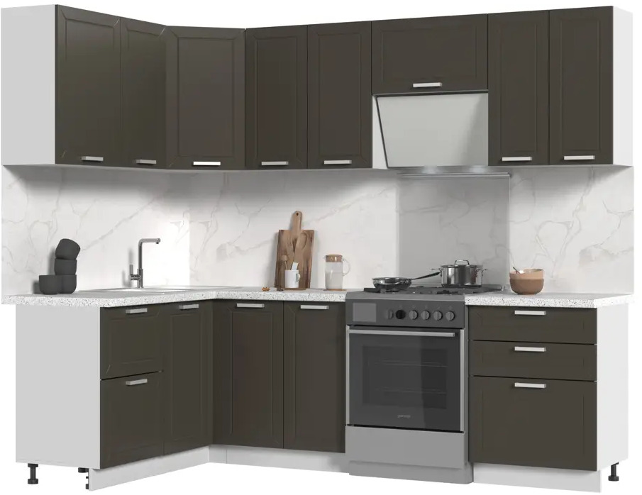 91559701 Кухонный гарнитур угловой Стендмебель Альфа 190x217x60 см ЛДСП цвет холст вулкан STLM-0862556