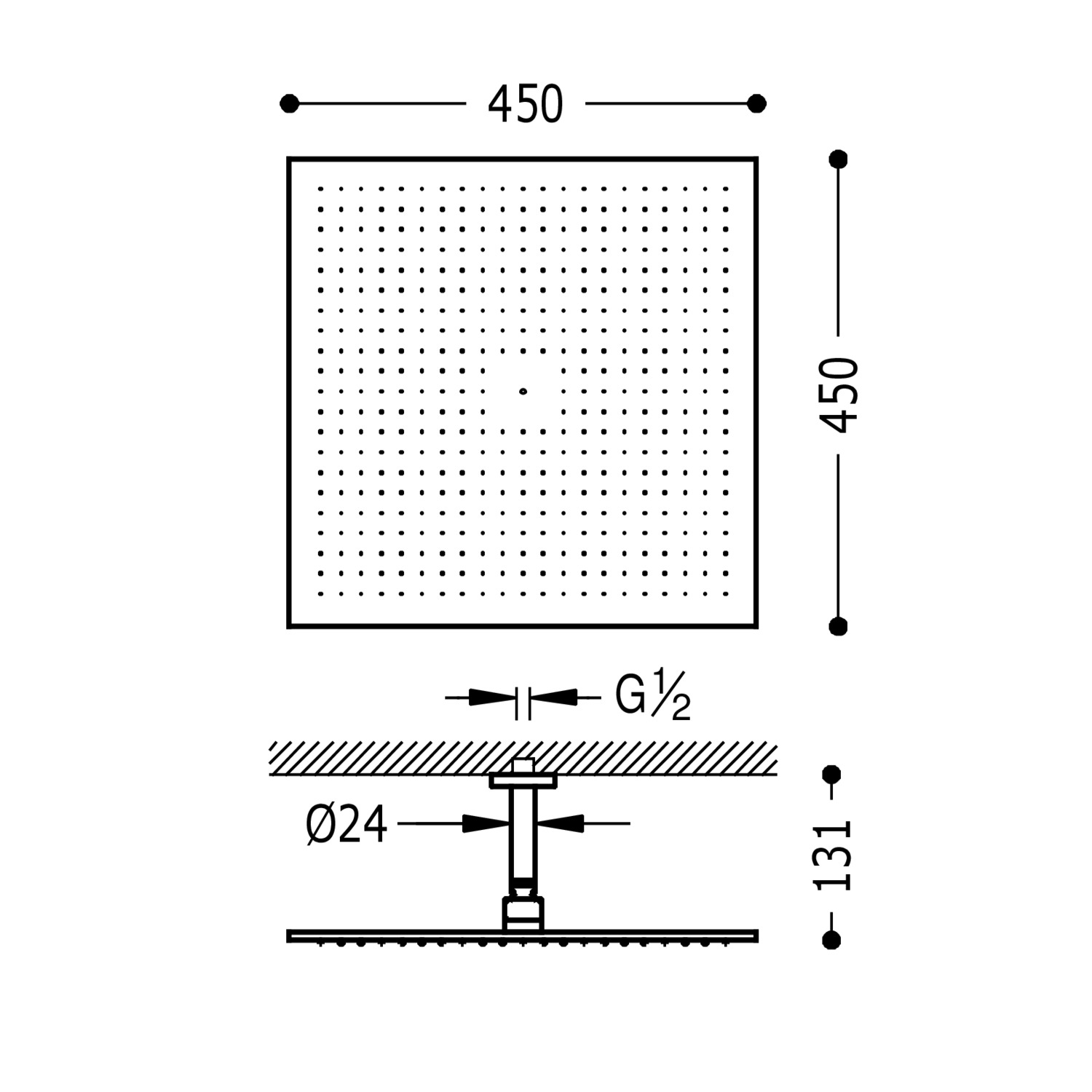 Потолочный душевой кронштейн с насадкой для душа antilime-29943205 TRES RICAMBI - Вид №1