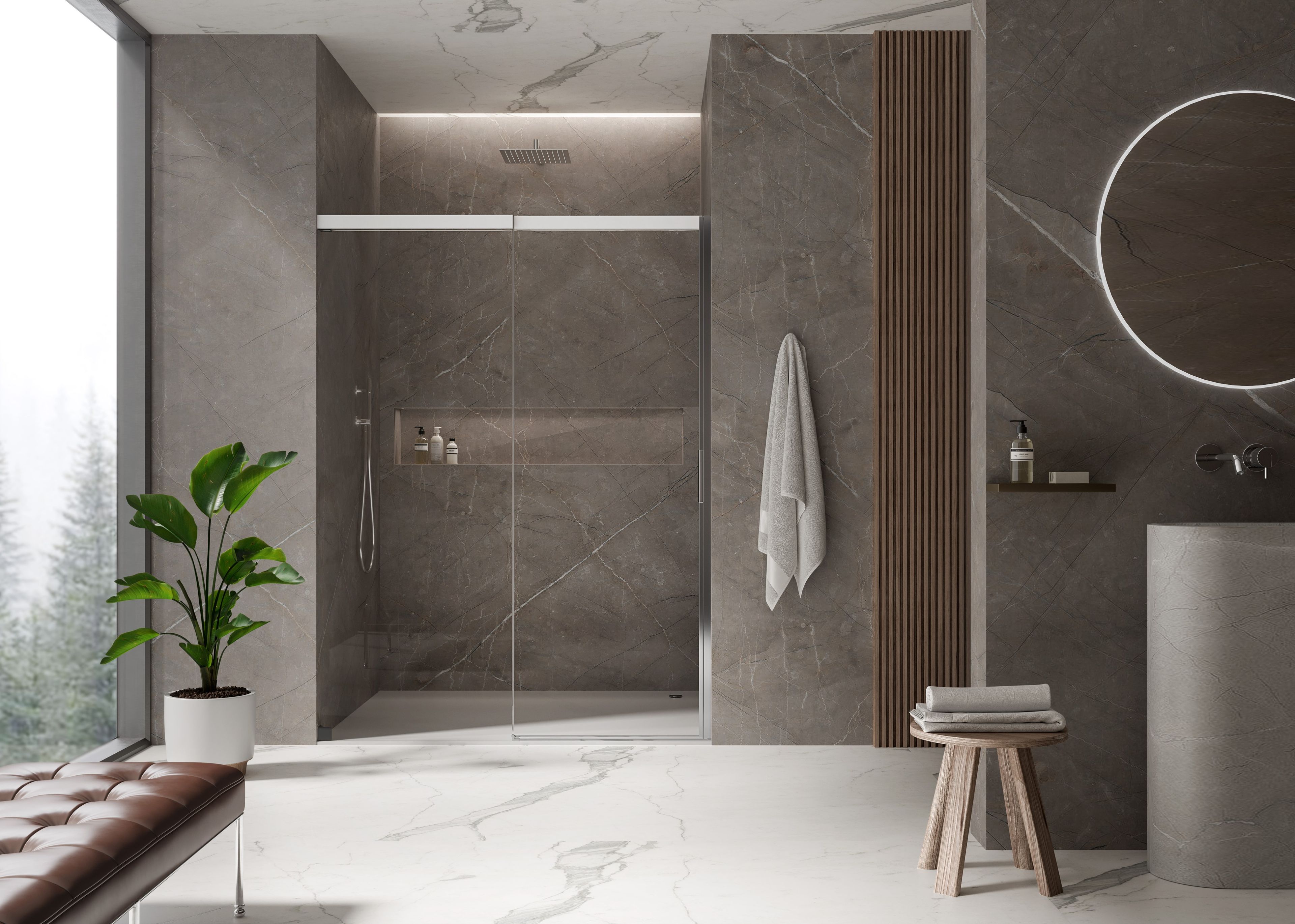 Алюминиевая и стеклянная душевая кабина с раздвижной дверью DUKA вода 5000 ARCH-00071644 - Вид №3