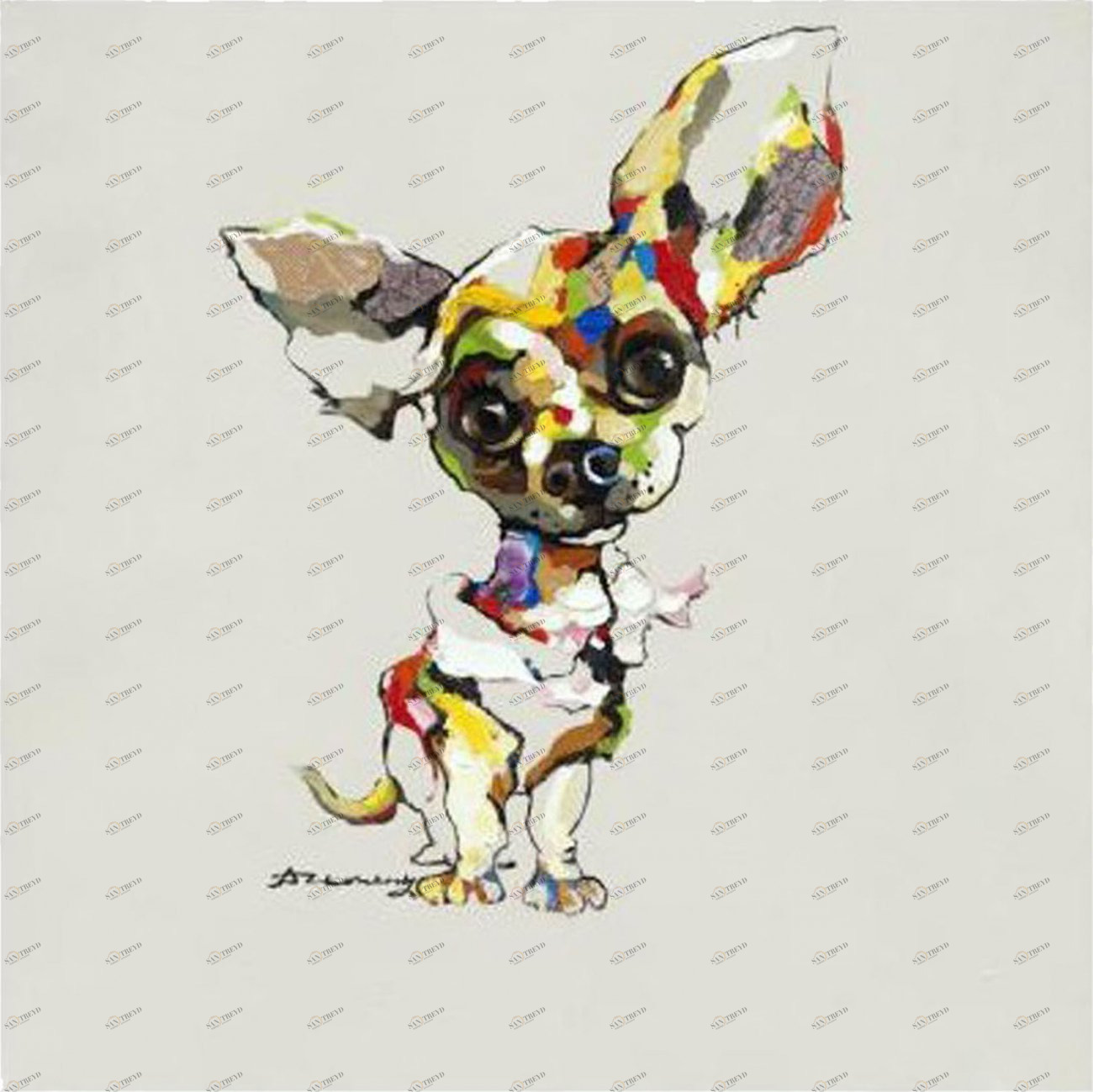 Картина на холсте 100х100 см "Собака слушает - 2" EVENHOME КАРТИНЫ МАСЛОМ 129871 Бежевый;черный;разноцветный 