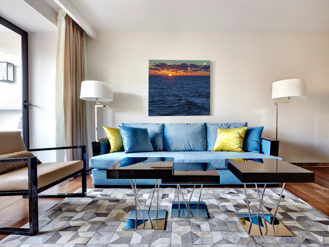 Панно на стену пластификация 60х60 см "Закат" PANKOVSKY STUDIO ПЛАСТИФИКАЦИЯ 015871 Оранжевый;синий;разноцветный  - Вид №1