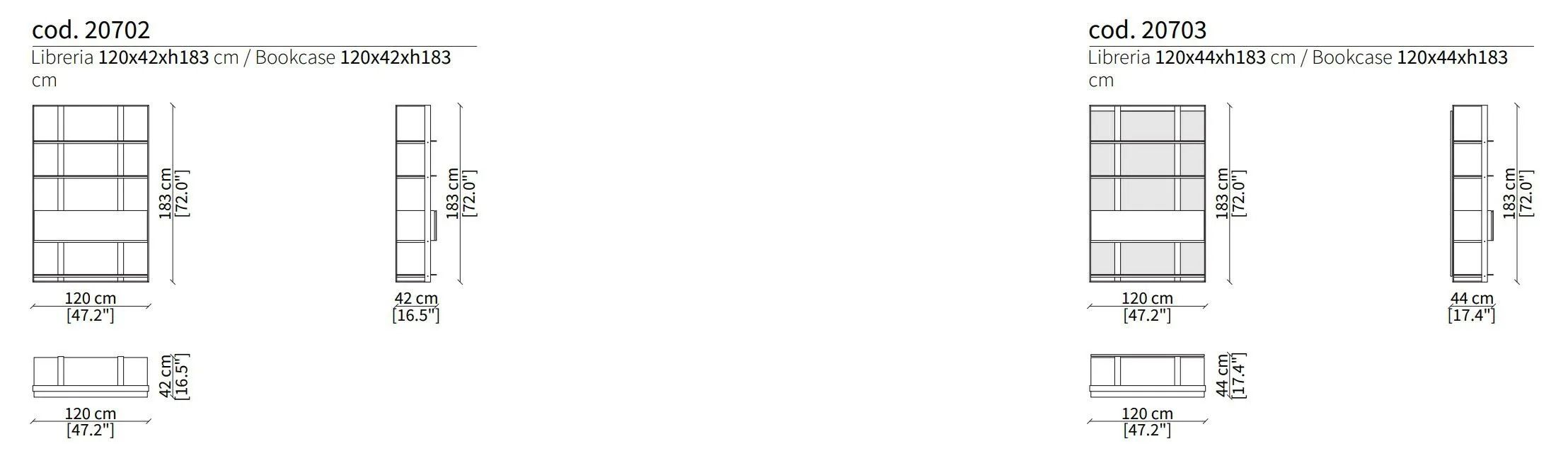 Металлический книжный шкаф со стеклянными полками и текстильной спинкой Frigerio UNIQUE ARCH-00066188 - Вид №9