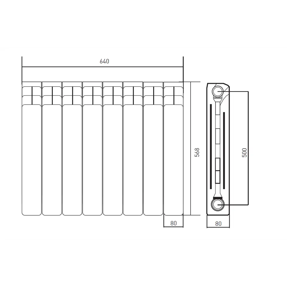 Радиатор Тепломир 500/80 8 секций биметалл белый 14207600 STLM-2173887  - Вид №6