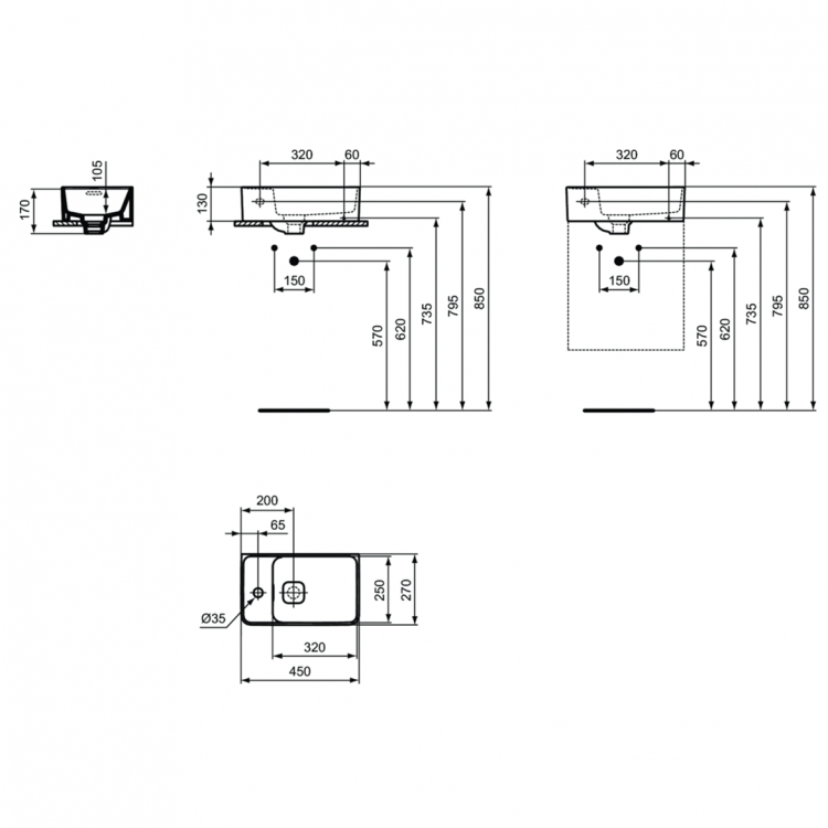 T299501 Раковина 45 см Ideal Standard STRADA II - Вид №9