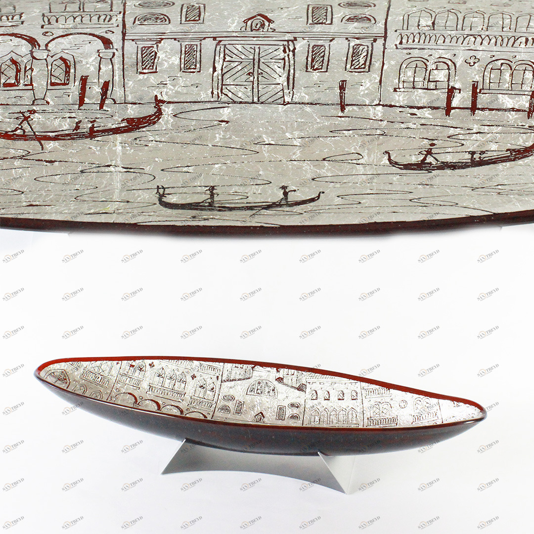 701 ORIGINALMURANOGLASS Декоративное блюдо Догаресса - argento - муранское стекло OMG 48 см 