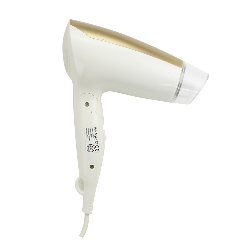 GFmark - Фен для волос в ванную комнату без креплений, ПЕРЕНОСНОЙ, белый с золотом, 1600W, код: 6831  - Вид №3