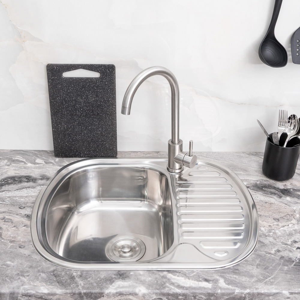 Мойка 6049 U MELANA 0,8/180 ИУ врезная овальная без сифона (215 ti *10) 215 ti (*10) - Вид №2