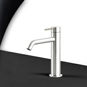 Смеситель для раковины сталь глянцевая с серой ручкой Toki Radomonte TKI2LCIL18