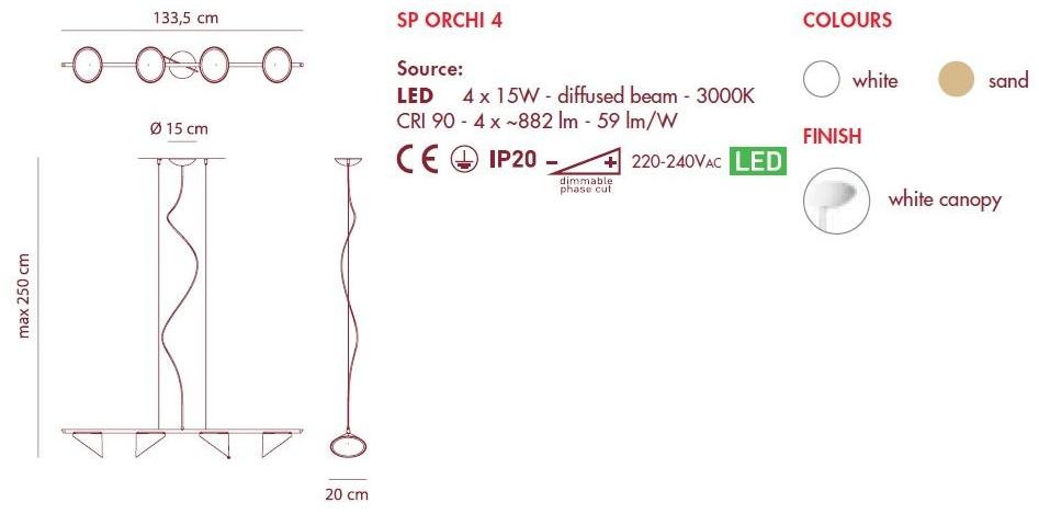 AXOLIGHT Светодиодный подвесной светильник прямого света из алюминия Orchid sun-id-1496897 - Вид №6