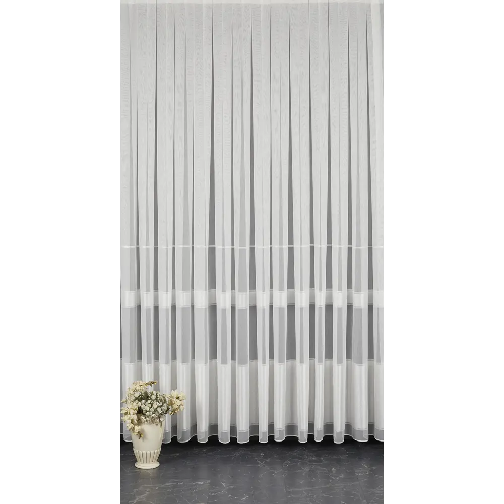ELIT HOME Тюль сетчатый с полосками кремовый для окон 89401667 STLM-1567383