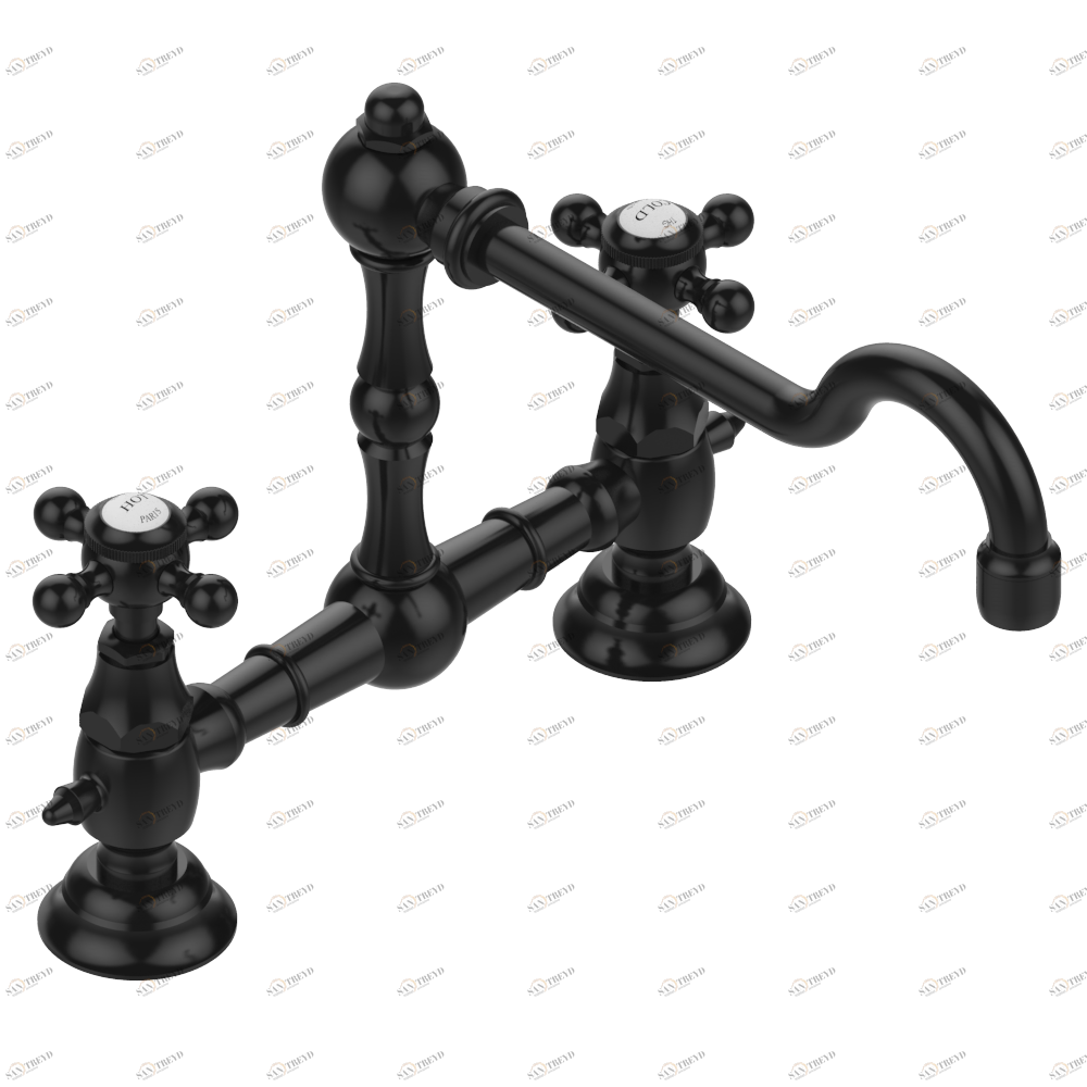 G25-159 Смеситель для кухонной мойки на два отверстия - 200 мм между центрами Thg-paris 1900 Покрытие PVD матовая бронза G25 159 CAT.F