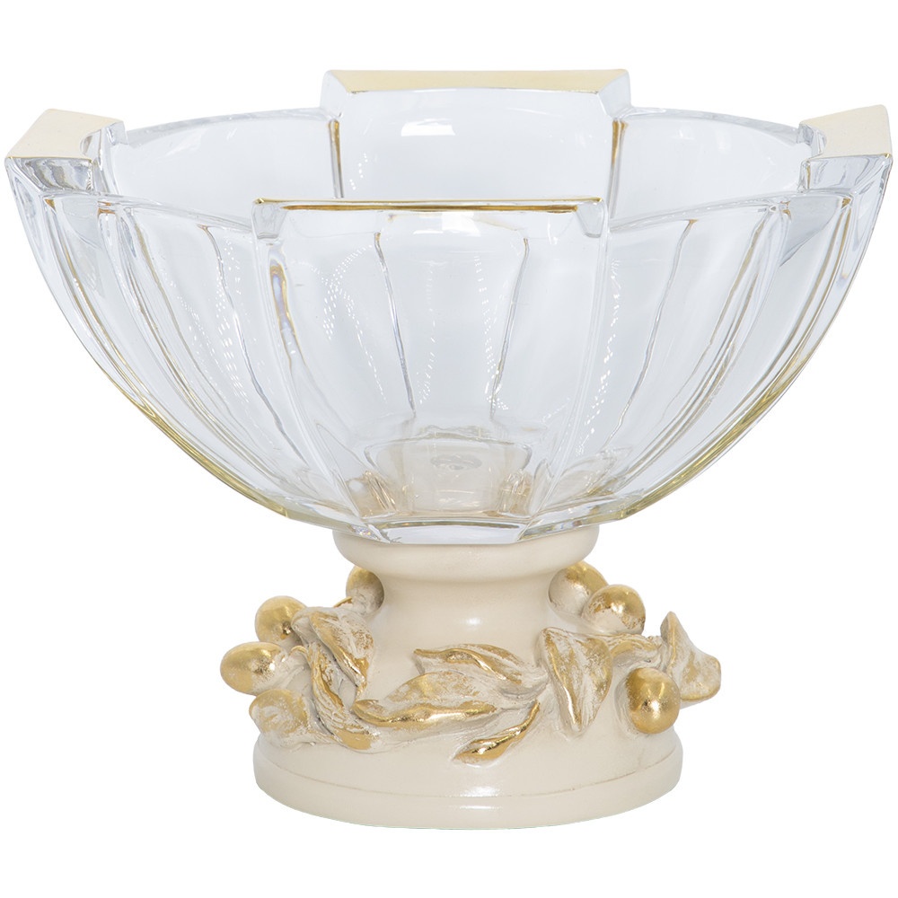 52101 BOGACHO Фруктовница-конфетница Oliva Branch Айвори мрамор, стекло  - Вид №1