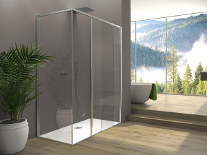 Алюминиевая и стеклянная угловая душевая кабина с раздвижной дверью
