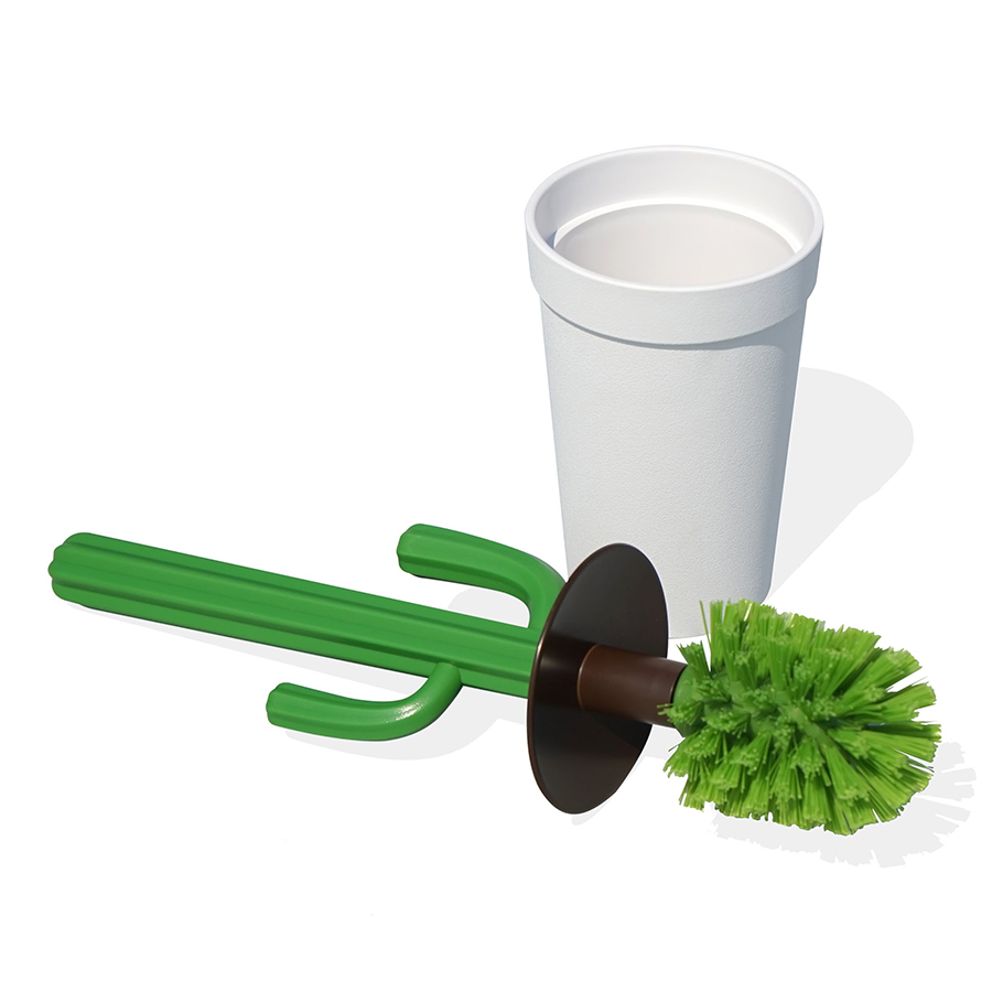 Ершик для туалета Cactrash, белый с зеленым Qualy QL10279WHGN - Вид №2