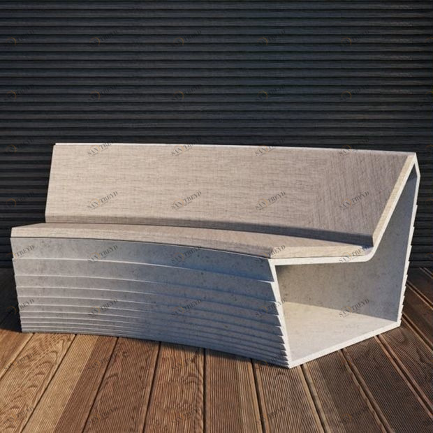 BetOn Скамья из фибробетона с подушками радиусный сегмент ЗОНЫ ОТДЫХА ИЗ ФИБРОБЕТОНА LA01R