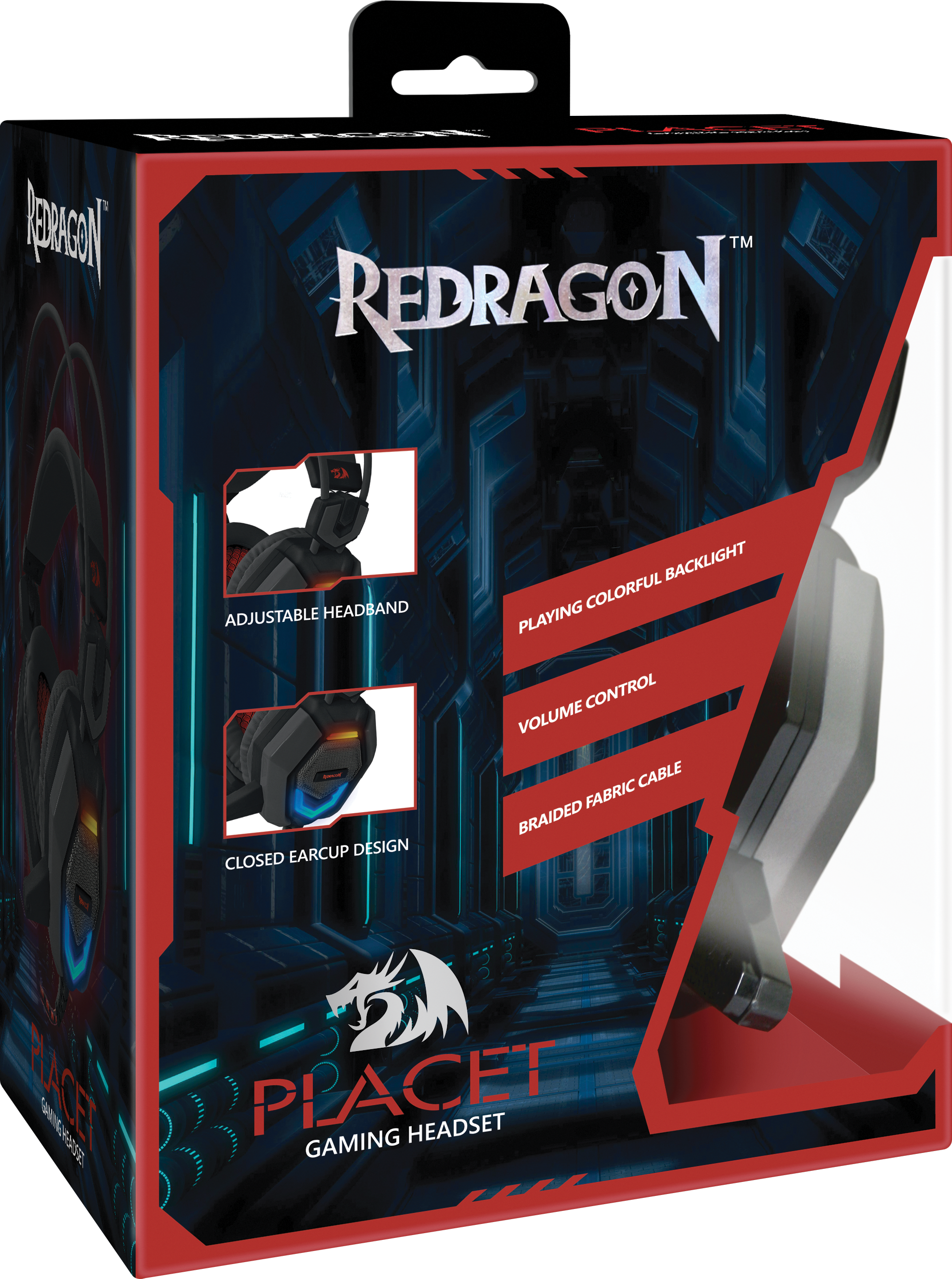 64203 игровая гарнитура placet красный + черный, кабель 2,2 м Redragon Santreyd  - Вид №5