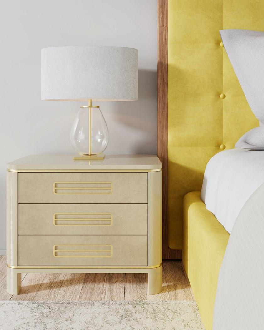 JOSÉ LEITE DE CASTRO Лаковая прикроватная тумбочка из алькантары и дерева с ящиками  11406216  - Вид №1