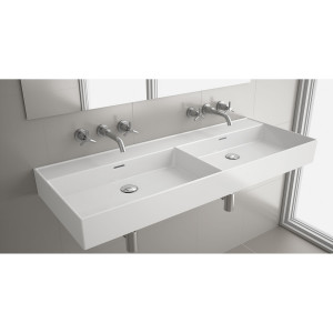85913 SALGAR Раковина VENETO 1210 duplo WHITE, фарфор 2 раковины без сифона и сливного крана без крана 1210 x 120 x 460 мм
