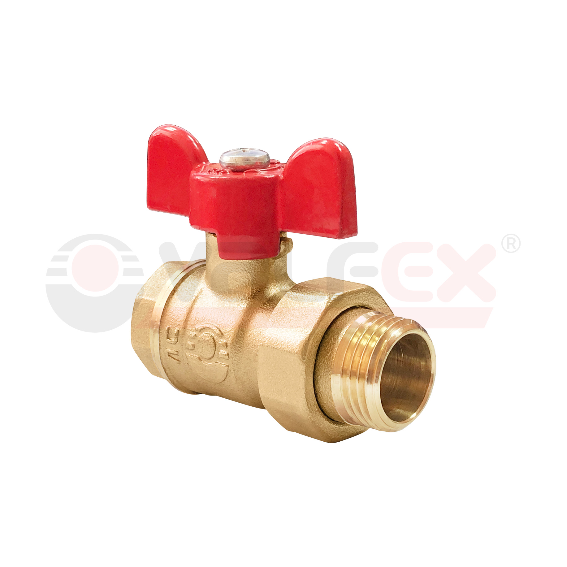 VF.227.L0B1.034 Valfex Кран шаровой OPTIMA, с американкой, ручка-бабочка (внутр.-наруж.)  3/4" 