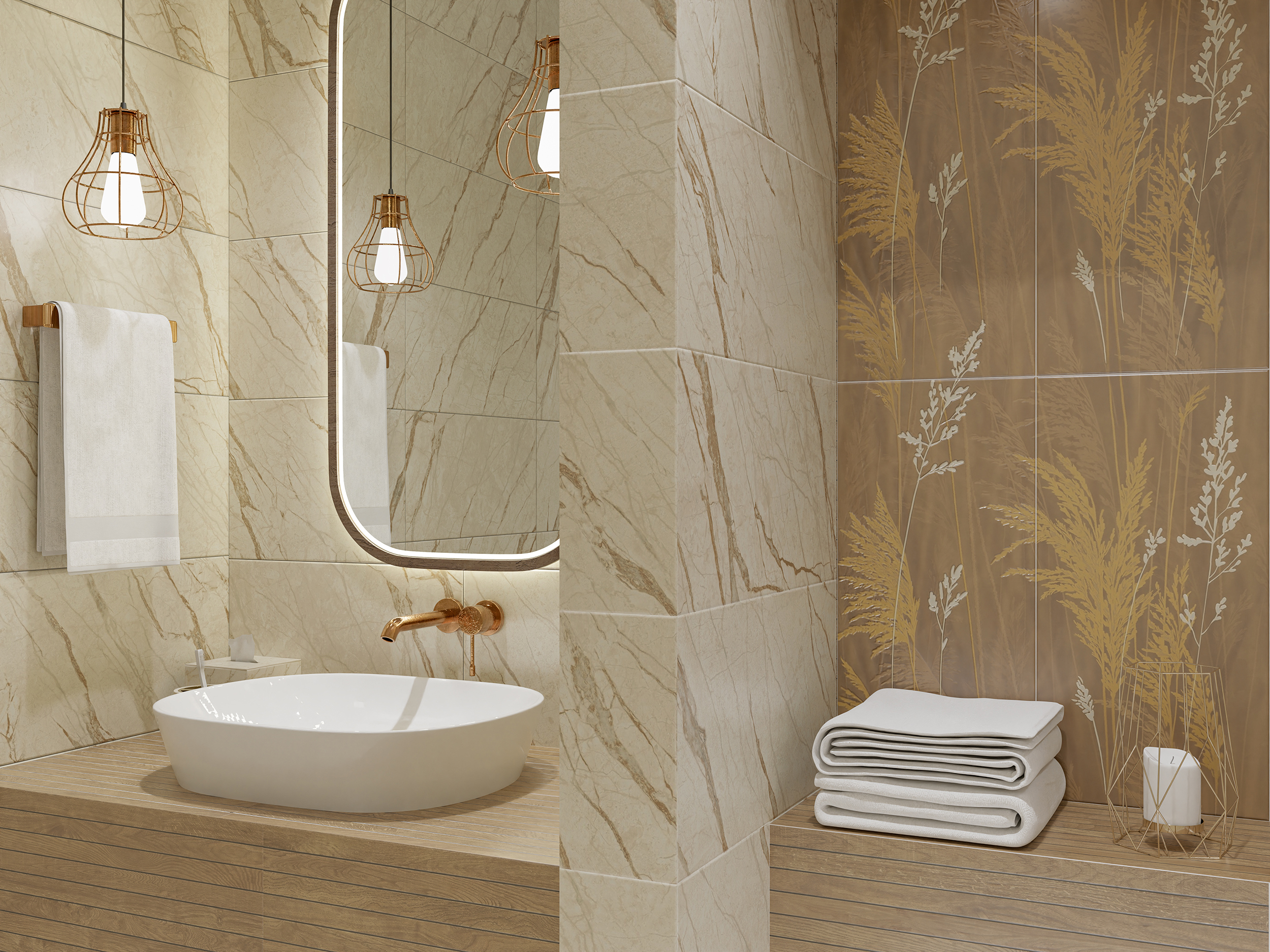 87121289 Декор настенный Pampas 1 31.5x63 см матовый цвет бежевый Forest STLM-0073408 AZORI  - Вид №2