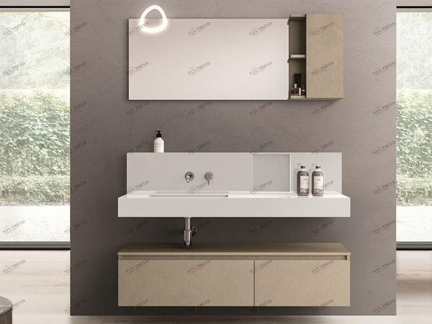 Cerasa Подвесная тумба под умывальник из искусственной древесины с ящиками Segno sun-id-1438634