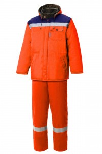 5035029 Костюм КОММУНАЛЬЩИК НЬЮ утепленный оранжевый темно-синий  Зимняя спецодежда  размер 44-46/158-164