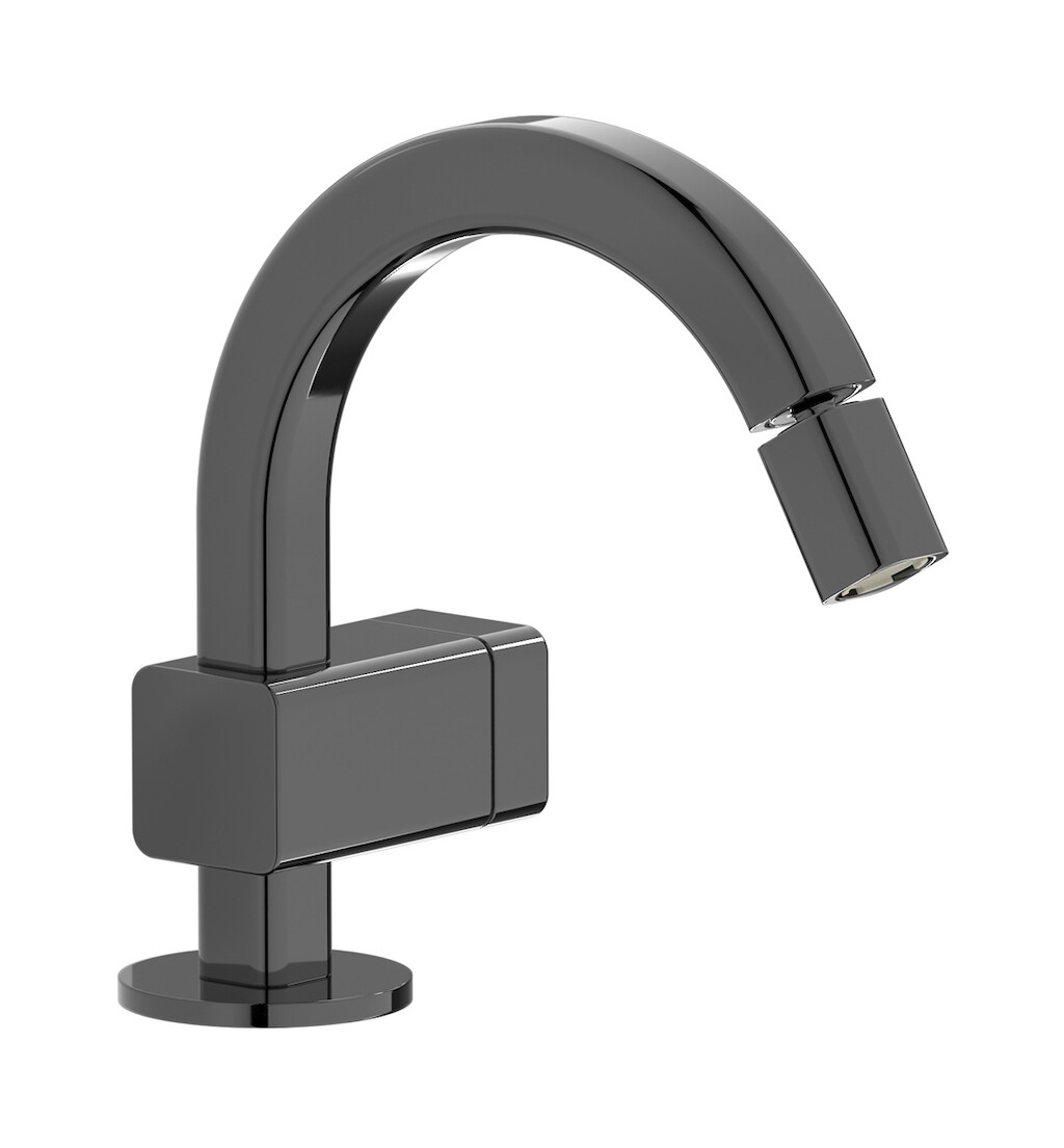 Прогрессивный смеситель для биде на 1 отверстие в комплекте с донным клапаном. WE ARE IB eo220cf_1 Black Chrome Elio