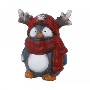 18053 Пингвин "Рогатик" в красном шарфе 8 х 6 х 9 см