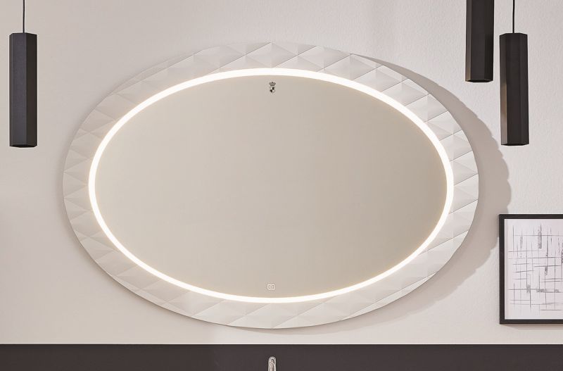 FSB561201(897/897) Puris Diamond Line, зеркало с LED подсветкой и диммером 1200 мм, цвет белый диамант