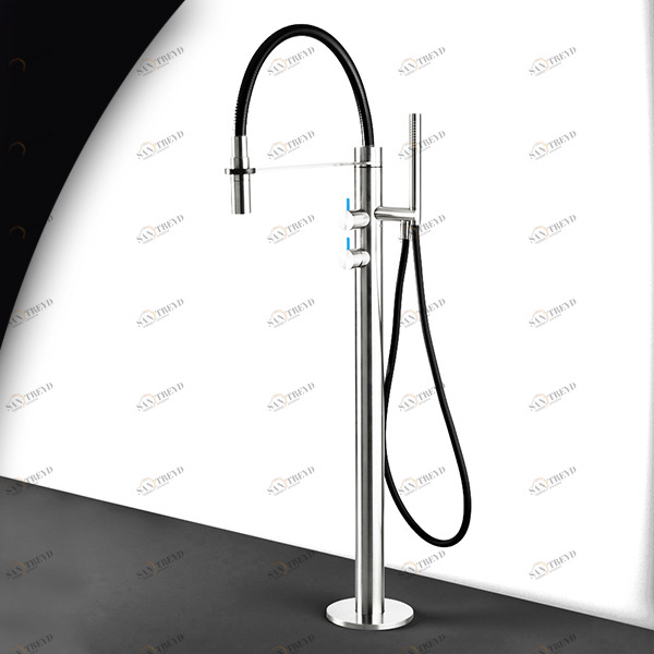 Смеситель для ванны глянцевая сталь с синей ручкой Toki Radomonte PV2LCIL26